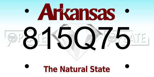 815Q75 Arkansas License Plate