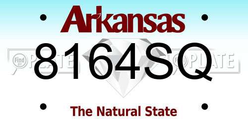 8164SQ Arkansas License Plate