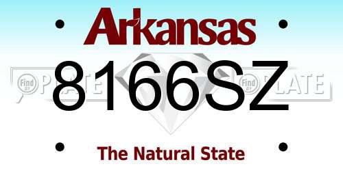 8166SZ Arkansas License Plate