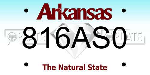 816AS0 Arkansas License Plate