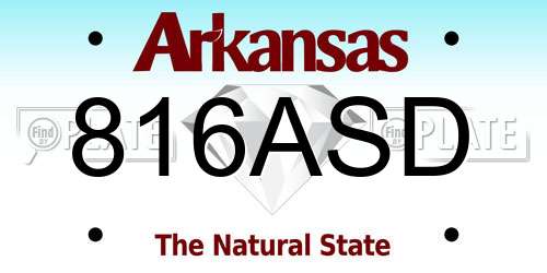816ASD Arkansas License Plate