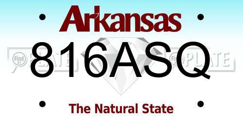 816ASQ Arkansas License Plate