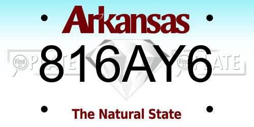 816AY6 Arkansas License Plate