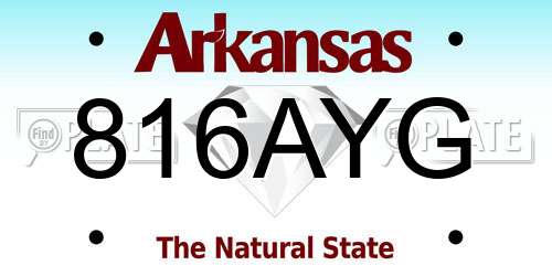 816AYG Arkansas License Plate