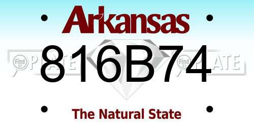 816B74 Arkansas License Plate