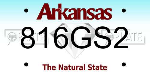 816GS2 Arkansas License Plate