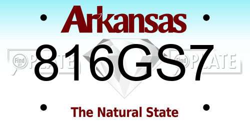 816GS7 Arkansas License Plate