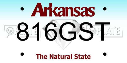 816GST Arkansas License Plate