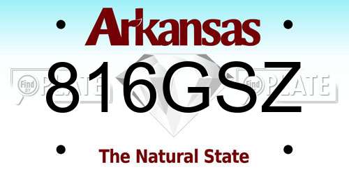 816GSZ Arkansas License Plate