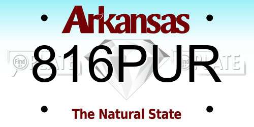 816PUR Arkansas License Plate