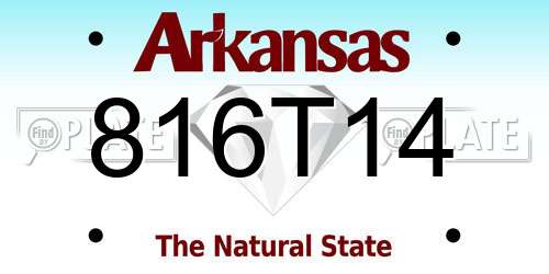 816T14 Arkansas License Plate