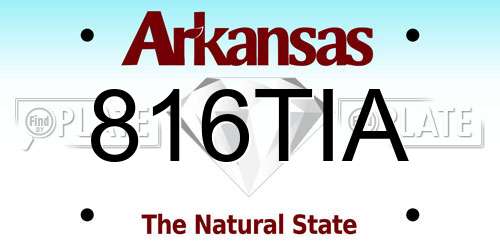 816TIA Arkansas License Plate