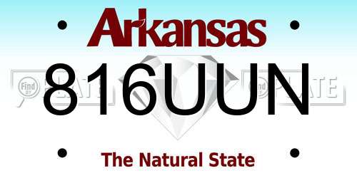 816UUN Arkansas License Plate