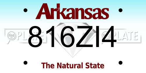 816ZI4 Arkansas License Plate