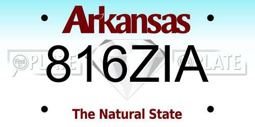 816ZIA Arkansas License Plate