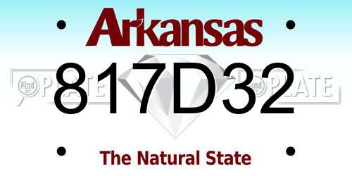 817D32 Arkansas License Plate