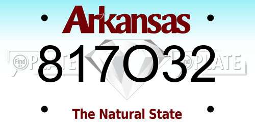817O32 Arkansas License Plate