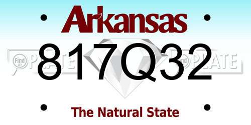 817Q32 Arkansas License Plate