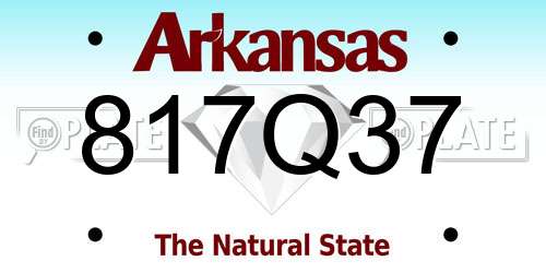 817Q37 Arkansas License Plate