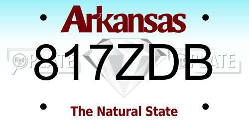 817ZDB Arkansas License Plate