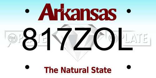 817ZOL Arkansas License Plate
