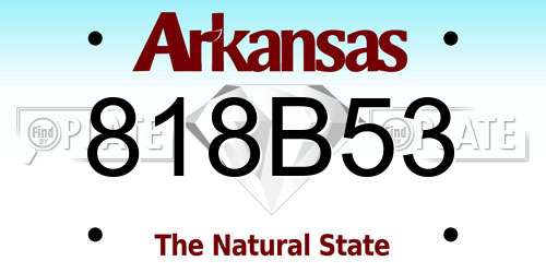818B53 Arkansas License Plate