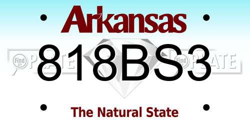 818BS3 Arkansas License Plate