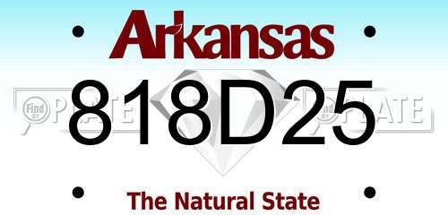 818D25 Arkansas License Plate