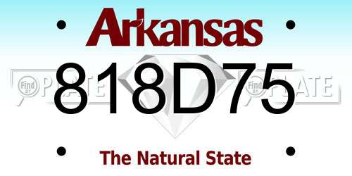 818D75 Arkansas License Plate