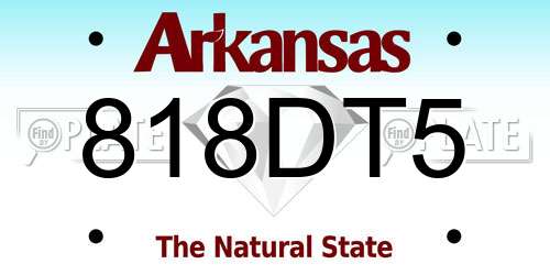 818DT5 Arkansas License Plate