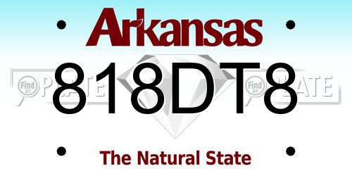 818DT8 Arkansas License Plate