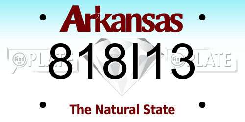 818I13 Arkansas License Plate