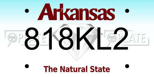818KL2 Arkansas License Plate