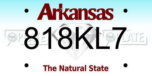 818KL7 Arkansas License Plate