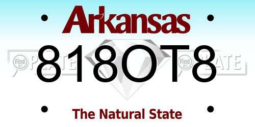 818OT8 Arkansas License Plate