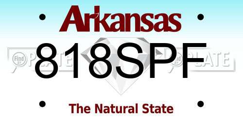 818SPF Arkansas License Plate