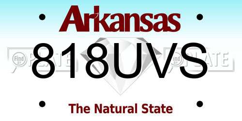 818UVS Arkansas License Plate