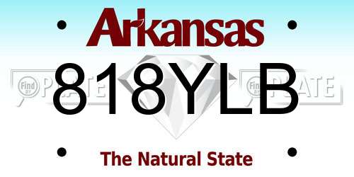 818YLB Arkansas License Plate
