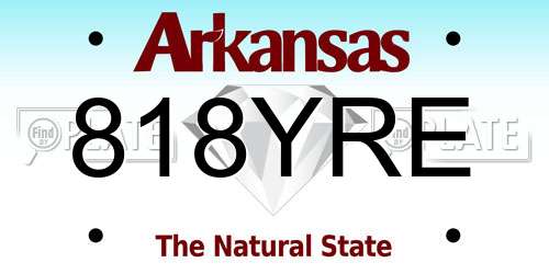 818YRE Arkansas License Plate