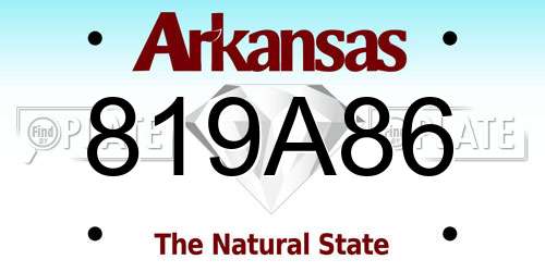 819A86 Arkansas License Plate