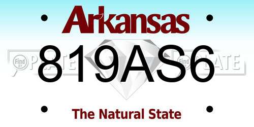 819AS6 Arkansas License Plate