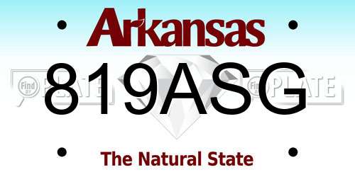 819ASG Arkansas License Plate