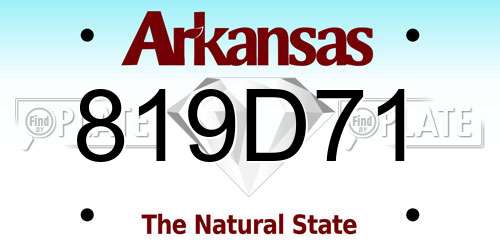 819D71 Arkansas License Plate
