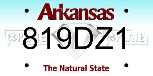 819DZ1 Arkansas License Plate