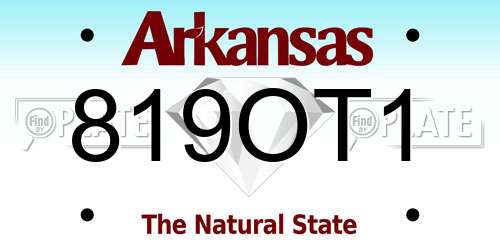 819OT1 Arkansas License Plate