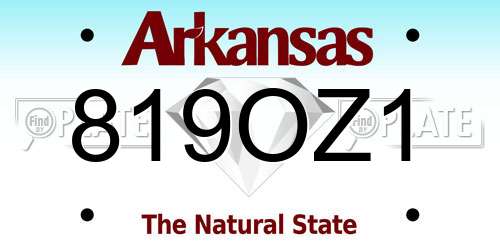 819OZ1 Arkansas License Plate