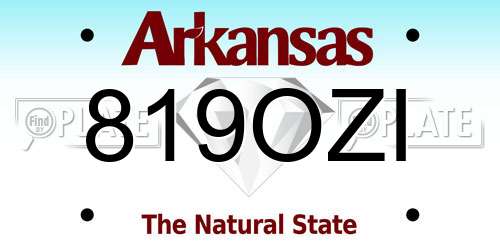 819OZI Arkansas License Plate