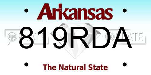 819RDA Arkansas License Plate