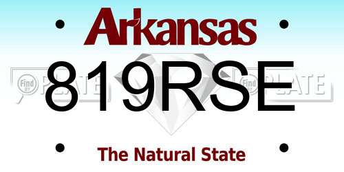 819RSE Arkansas License Plate