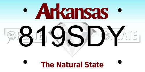 819SDY Arkansas License Plate